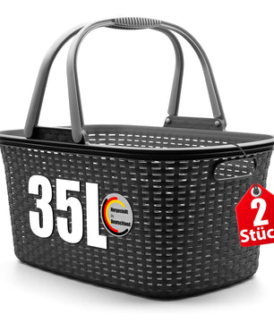 2 Stück Wäschekorb mit Henkel 35L Rattan Design