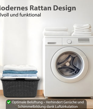 2 Stück Wäschekorb mit Henkel 35L Rattan Design 2