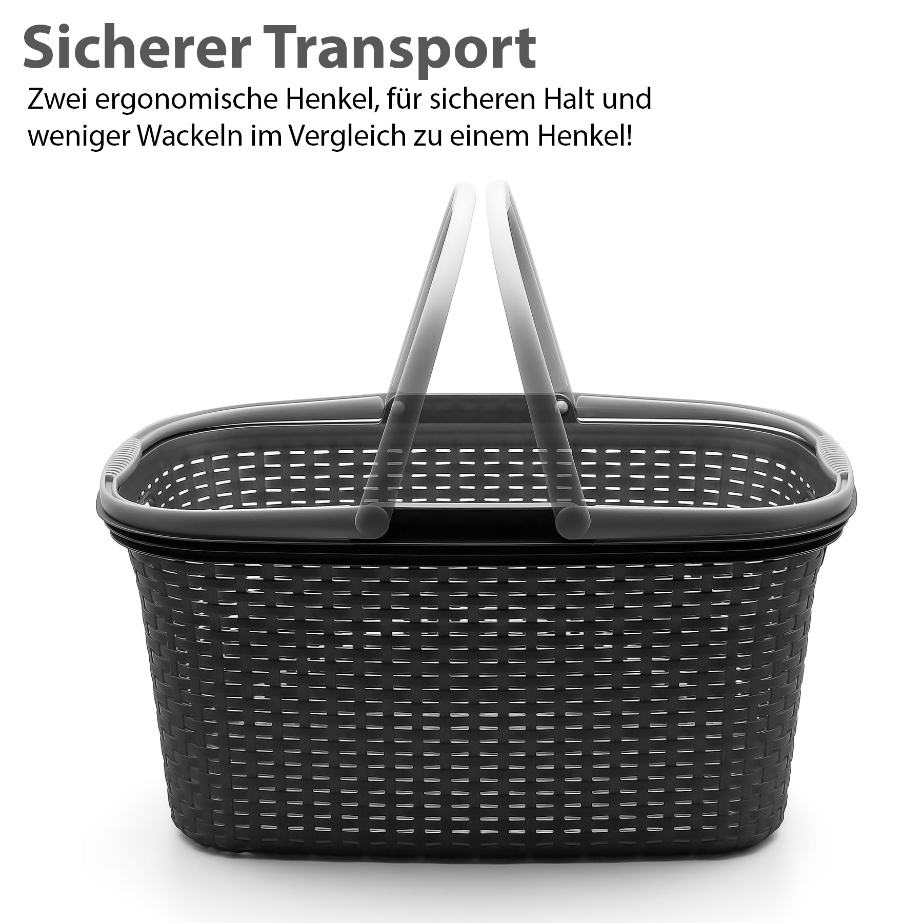 BigDean 2 Stück Wäschekorb mit Henkel 35L Rattan Design 4