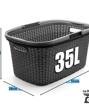 3 Stück Wäschekorb mit Henkel 35L Rattan Design 3