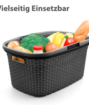 3 Stück Wäschekorb mit Henkel 35L Rattan Design 6
