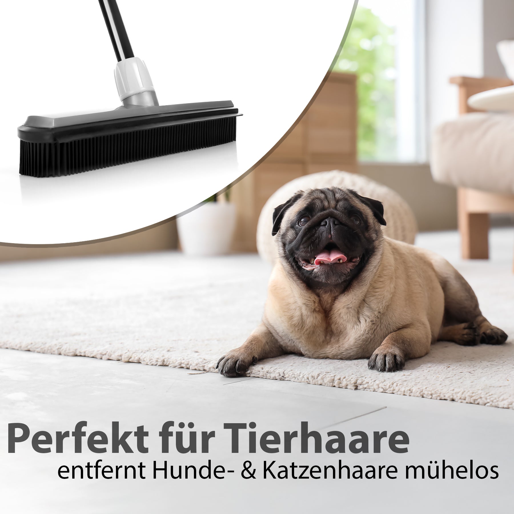 BigDean Gummibesen mit Stiel ausziehbar bis 150 cm 6