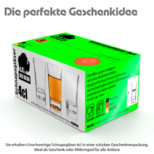 BigDean 12 Stück Schnapsgläser 4cl 2