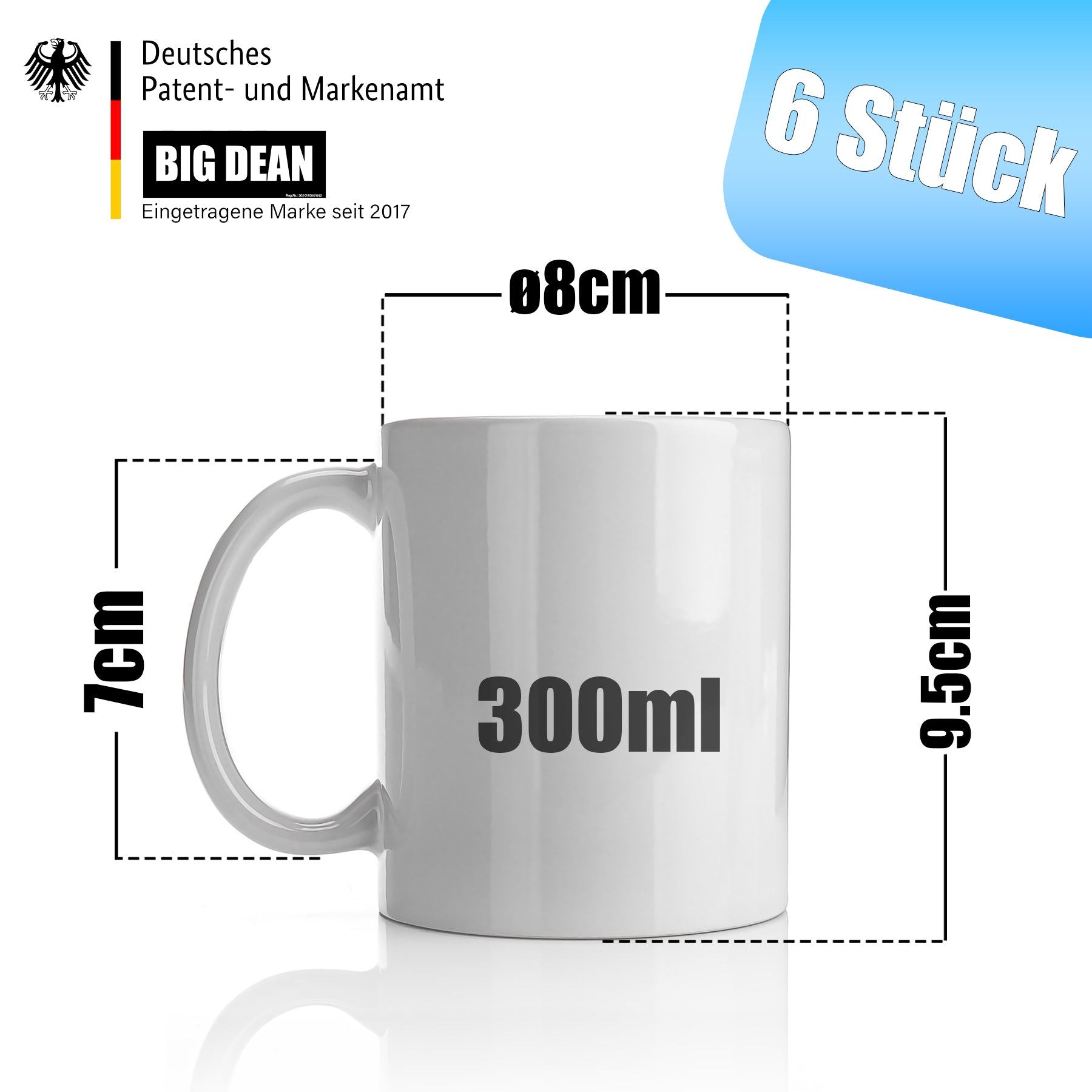 6 Stück Kaffeetassen 300ml – Kaffeebecher aus hochwertigem Porzellan in Geschenkverpackung 3