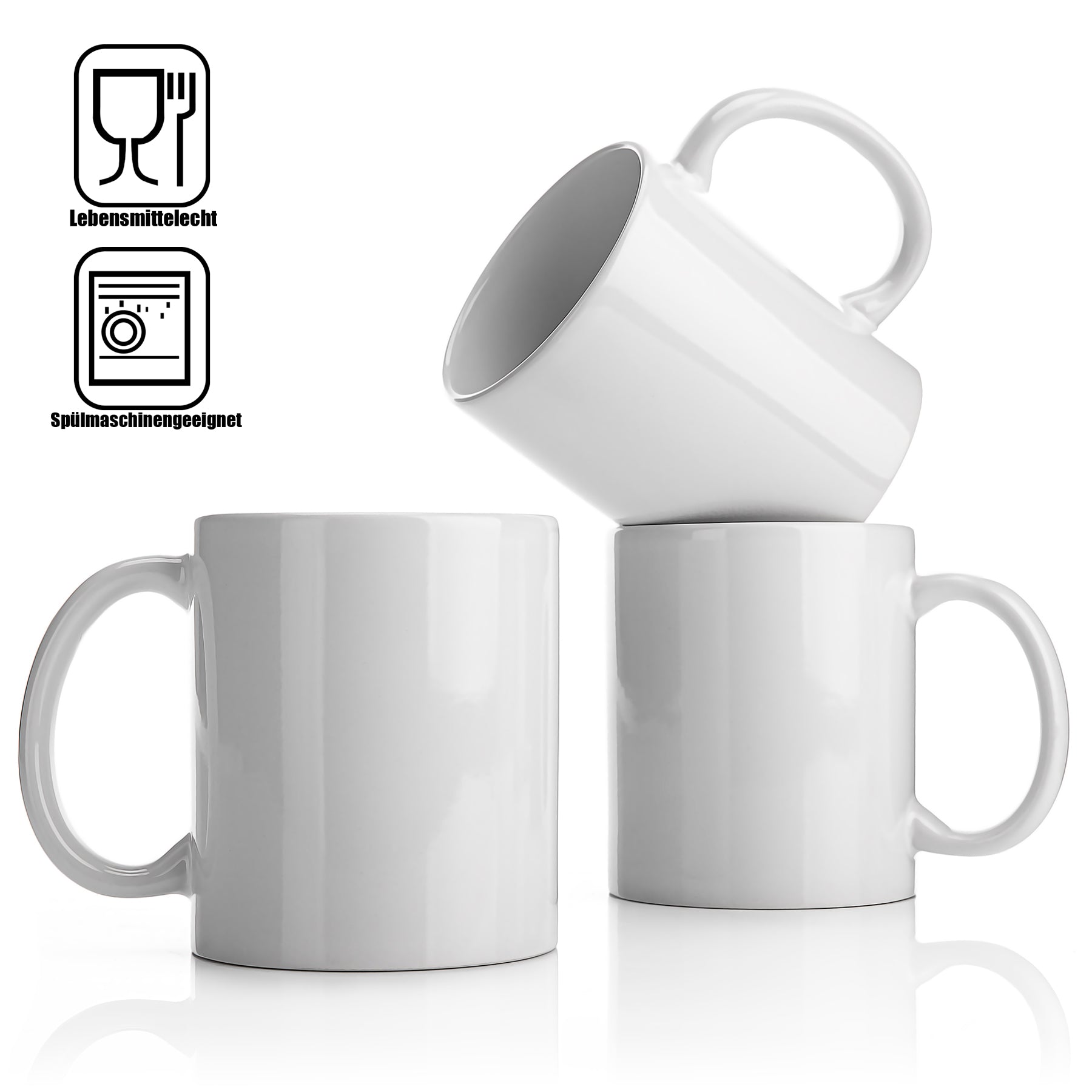 6 Stück Kaffeebecher weiß 300ml Tassen Set – Kaffeetassen Set aus hochwertigem Porzellan in Geschenkverpackung - Tassen zum Bemalen image 5