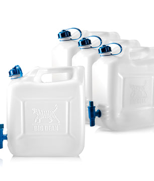 4x Wasserkanister 10l bis 12l Trinkwasserbehälter Trinkwasserkanister mit Hahn Lebensmittelecht