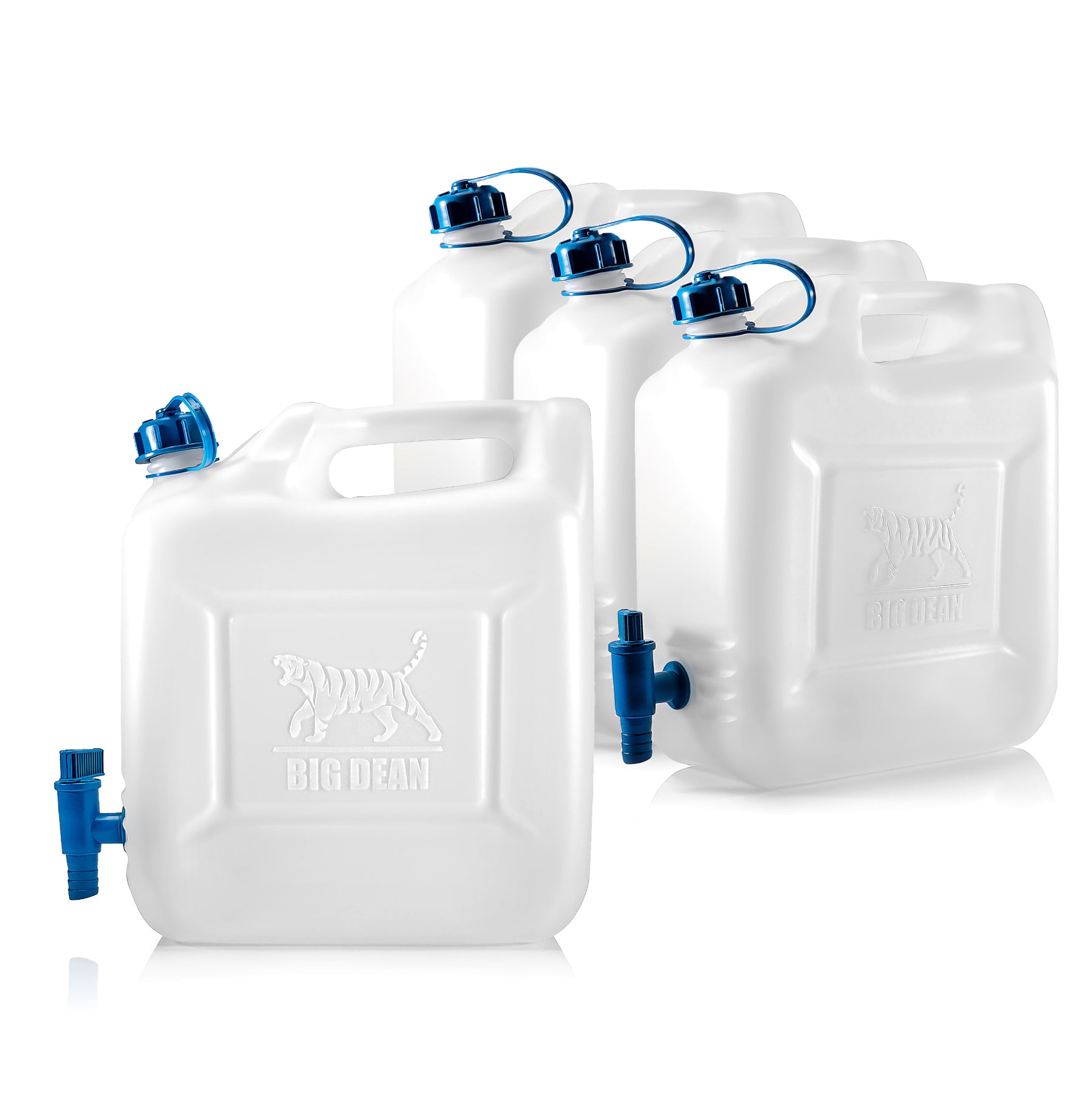 4x Wasserkanister 10l bis 12l Trinkwasserbehälter Trinkwasserkanister mit Hahn Lebensmittelecht
