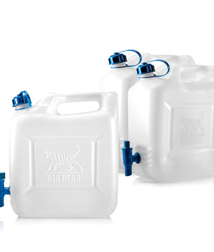 3x Wasserkanister 10l bis 12l Trinkwasserbehälter Trinkwasserkanister mit Hahn Lebensmittelecht