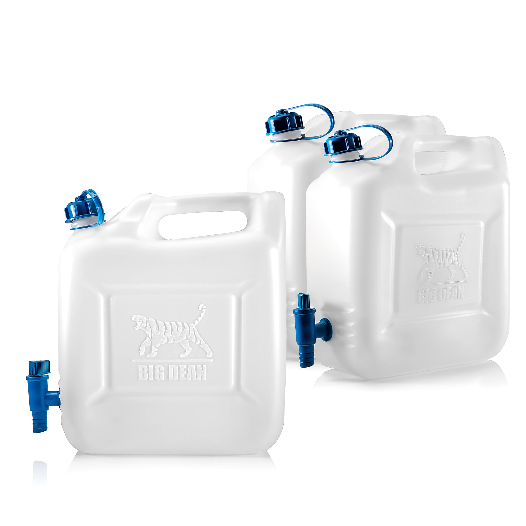 3x Wasserkanister 10l bis 12l Trinkwasserbehälter Trinkwasserkanister mit Hahn Lebensmittelecht