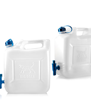 2x Wasserkanister 10l bis 12l Trinkwasserbehälter Trinkwasserkanister mit Hahn Lebensmittelecht