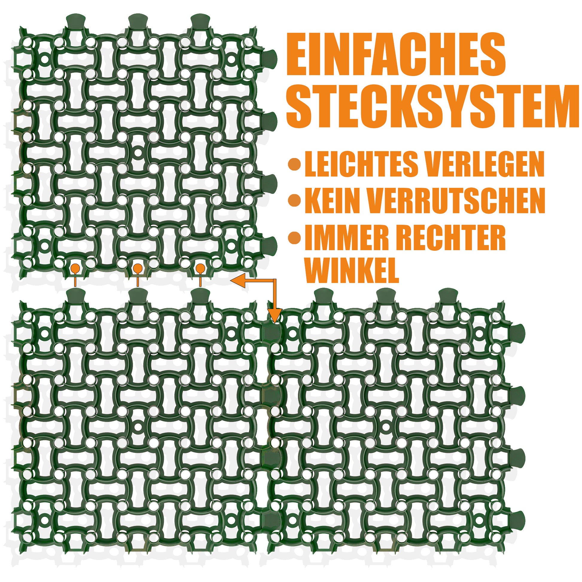 BigDean 100 Stück Paddockplatten 2,5 m² Grün Ultra stabil – Rasengitter 50x50 cm 4