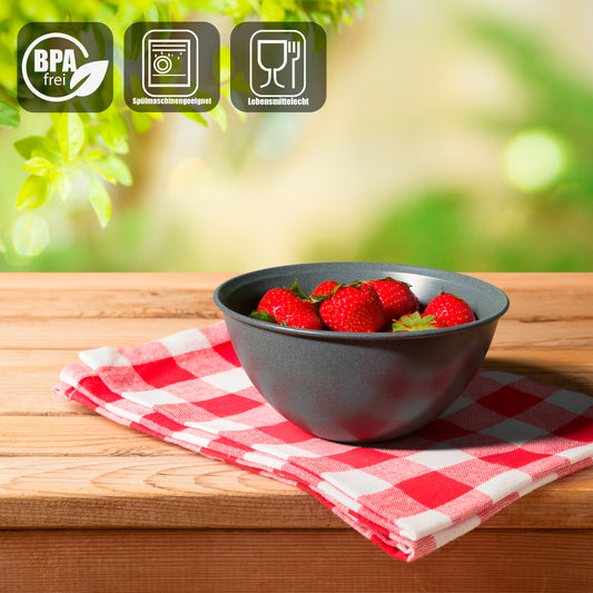 Müslischalen 6 Stück bruchfest 700ml in elegantem schwarz 2