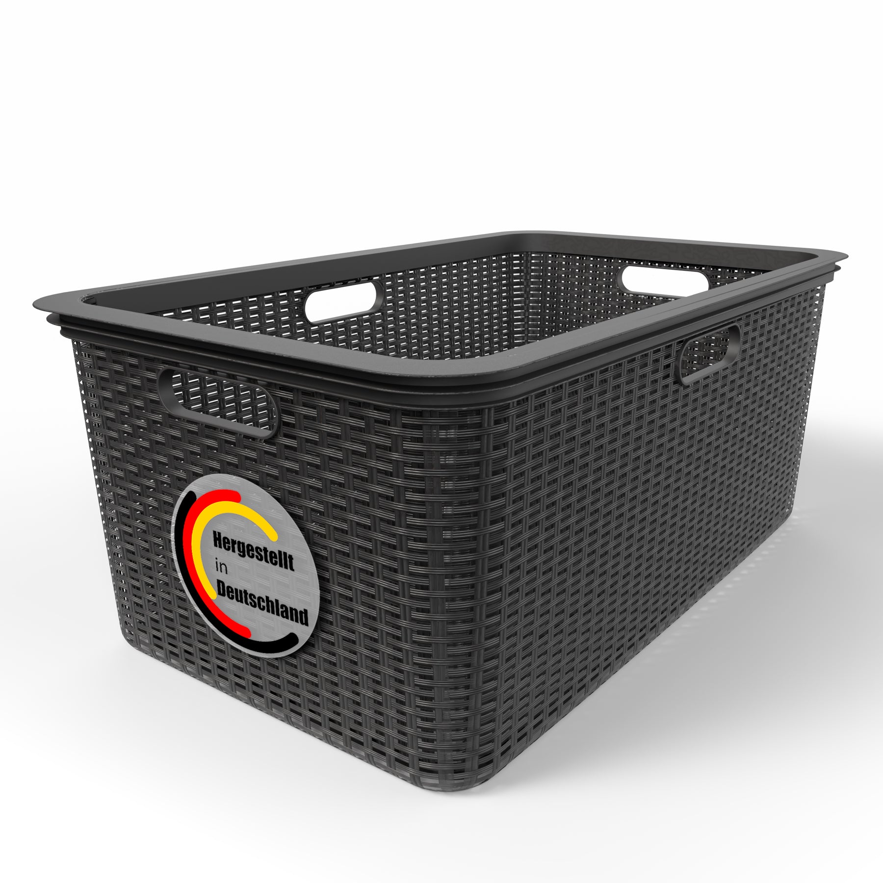 A  BigDean Wäschekorb 59x39x26 cm Rattan Design – Wäschewanne Made in Germany