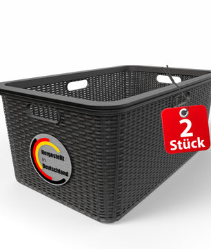 2 Stück Wäschekorb 59x39x26 cm Rattan Design