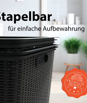 2 Stück Wäschekorb 59x39x26 cm Rattan Design 5