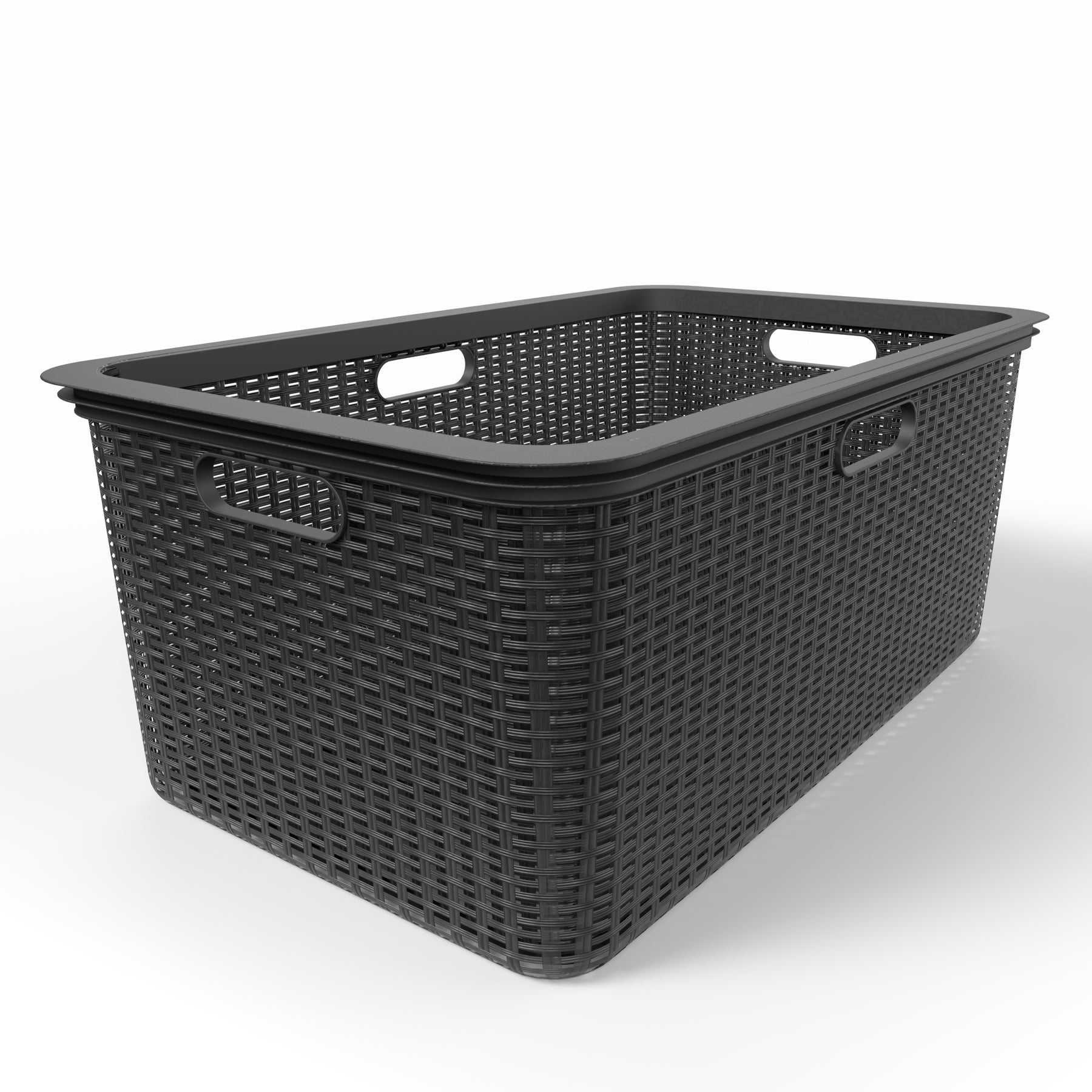 BigDean 3 Stück Wäschekorb 59x39x26 cm Rattan Design 6