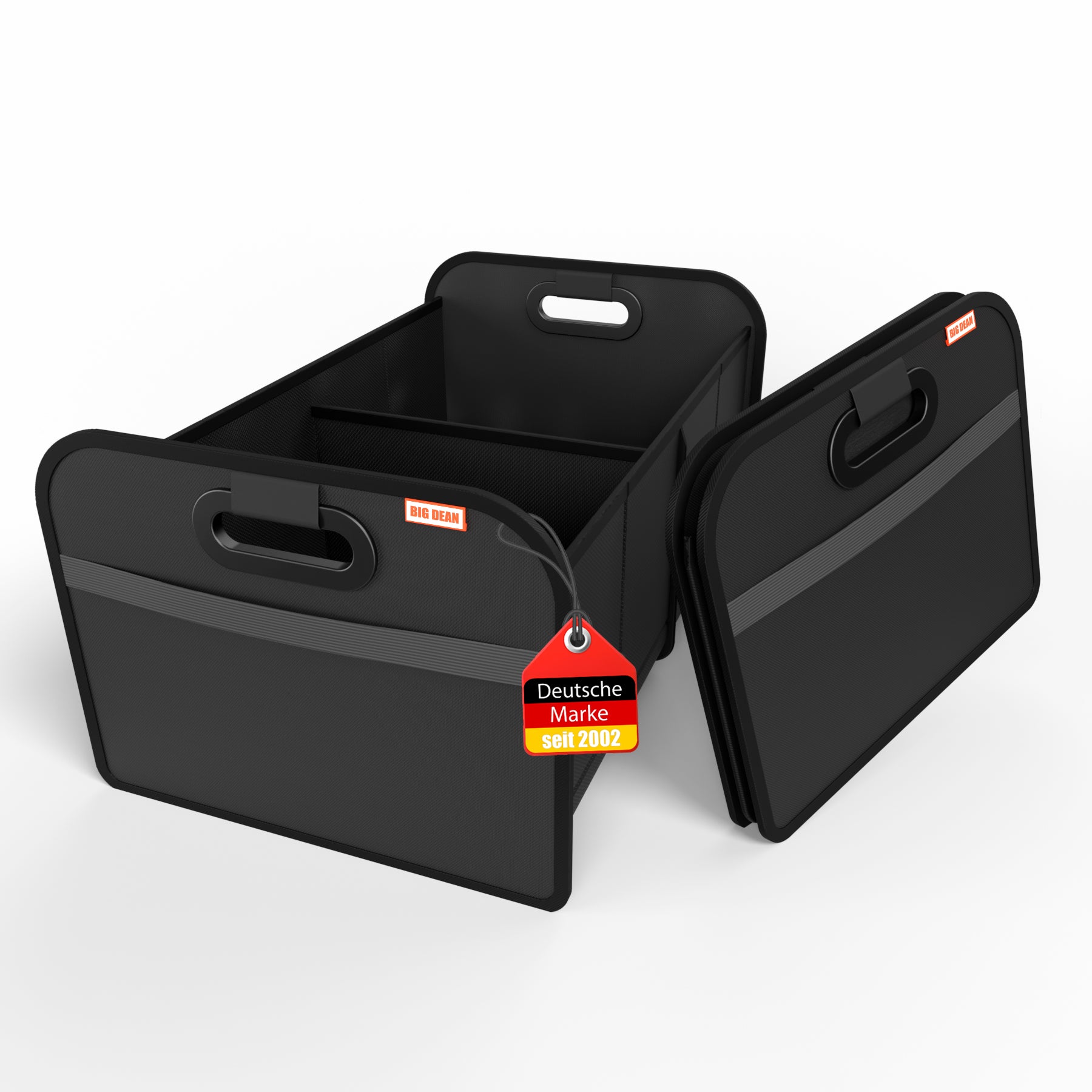 BigDean Kofferraumtasche faltbar Schwarz – stabiler & verstärkter Kofferraum Organizer