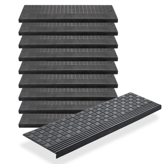 BigDean 10er Set Stufenmatten aus Gummi - 65x25cm - Treppenstufen Matten für Außen Outdoor - Antirutschmatten Treppe Anti-Rutsch Gummimatten image 1