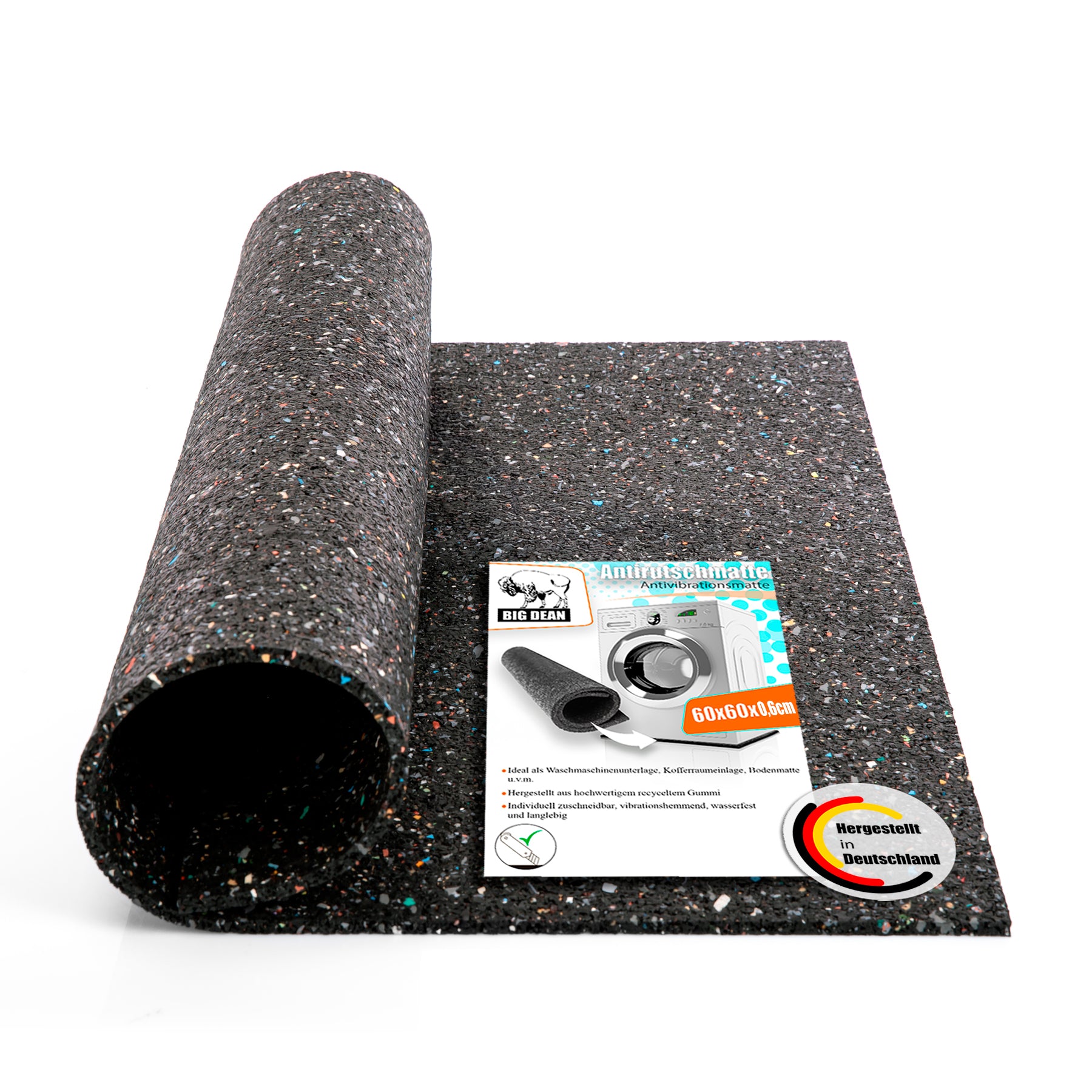 Antivibrationsmatte 60x60 cm – zuschneidbare Gummimatte – Dämmmatte 0,6cm