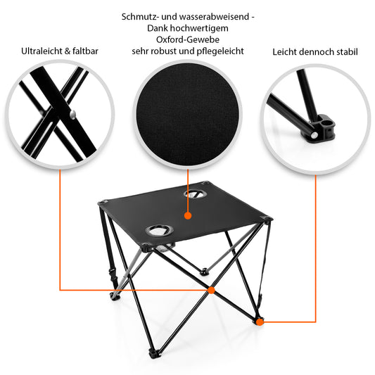 BigDean 2 Stück Campingstuhl mit Campingtisch faltbar – Faltstuhl in Neon Orange mit Getränkehalter & Tragetasche ideal für Camping, Festival & mehr image 2