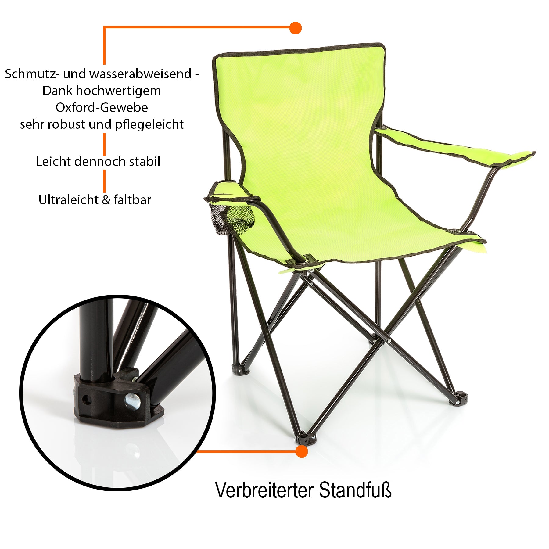 BigDean 2 Stück Campingstuhl mit Campingtisch faltbar – Faltstuhl in Neon Grün 5