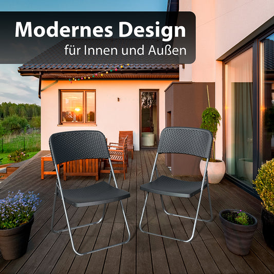 BigDean 2 Stück Klappstuhl Rattan Optik – Campingstuhl belastbar bis 200kg – wetterfest 2