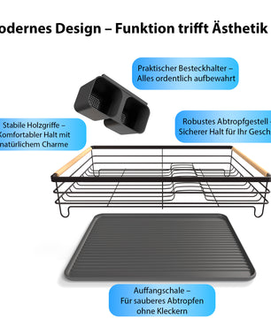 BigDean Abtropfgestell Geschirr aus Metall – platzsparendes Geschirrabtropfgestell mit Besteckkorb 2