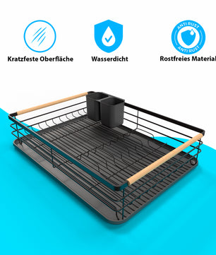 BigDean Abtropfgestell Geschirr aus Metall – platzsparendes Geschirrabtropfgestell mit Besteckkorb 4