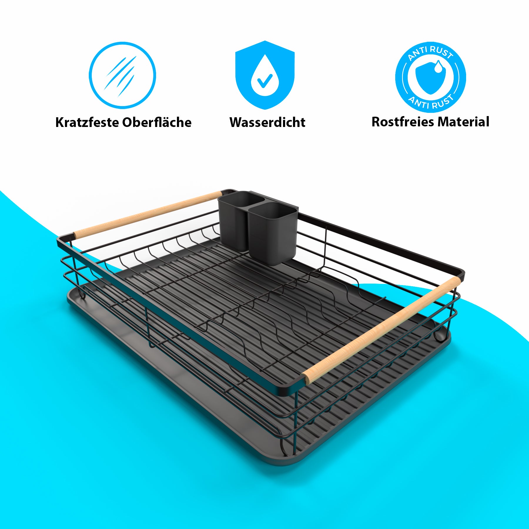 BigDean Abtropfgestell Geschirr aus Metall – platzsparendes Geschirrabtropfgestell mit Besteckkorb 4