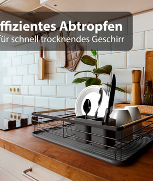 BigDean Abtropfgestell Geschirr aus Metall – platzsparendes Geschirrabtropfgestell mit Besteckkorb 6