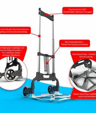 Aluminium Transportkarre klappbar belastbar bis 70kg - Sackkarre klappbar - Anti-Rutsch-Pads 2