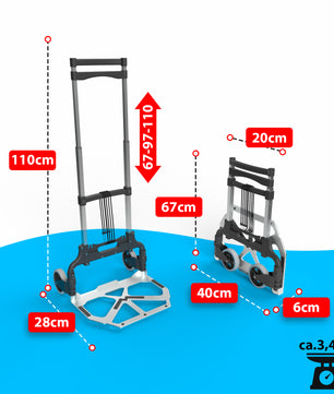 Aluminium Transportkarre klappbar belastbar bis 70kg - Sackkarre klappbar - Anti-Rutsch-Pads 3