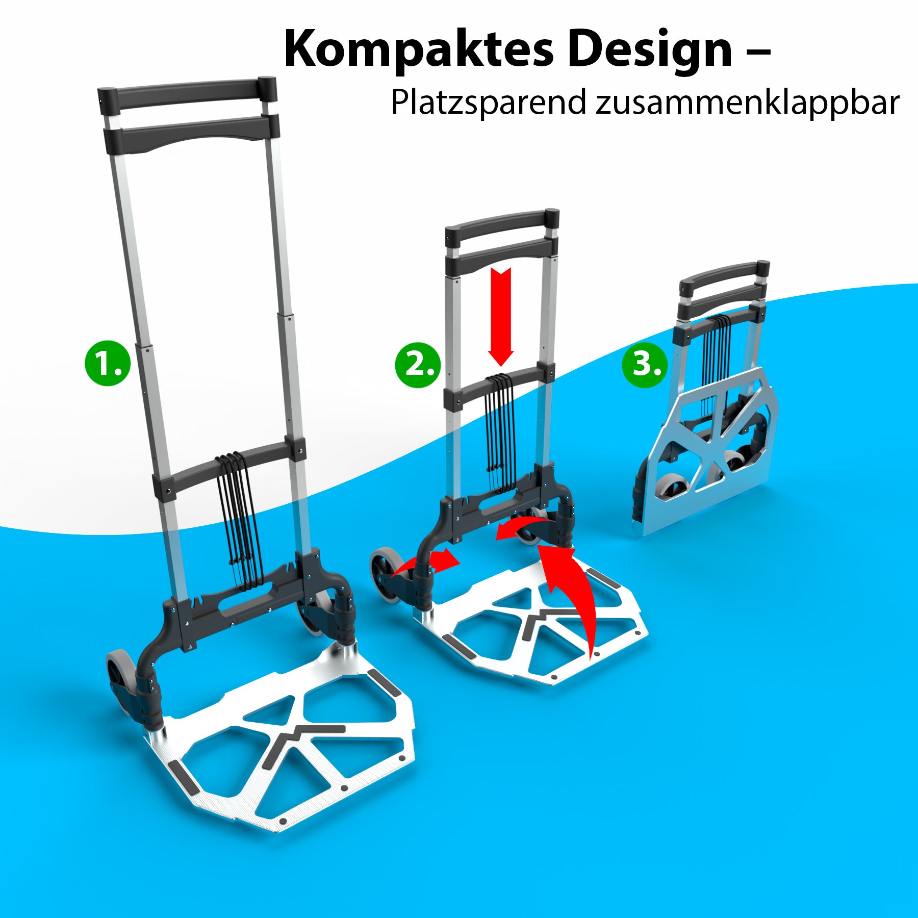 Aluminium Transportkarre klappbar belastbar bis 70kg - Sackkarre klappbar - Anti-Rutsch-Pads 4