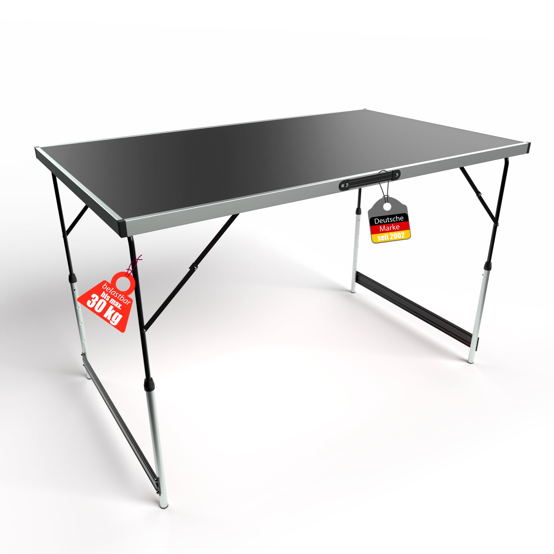 Multifunktionstisch klappbar + stabiler Mittelstrebe 100x60 cm - höhenverstellbarer Campingtisch & Klapptisch – max. 30 kg belastbar BigDean