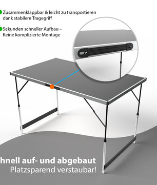 Multifunktionstisch klappbar - höhenverstellbarer Campingtisch & Klapptisch – max. 30 kg belastbar 5
