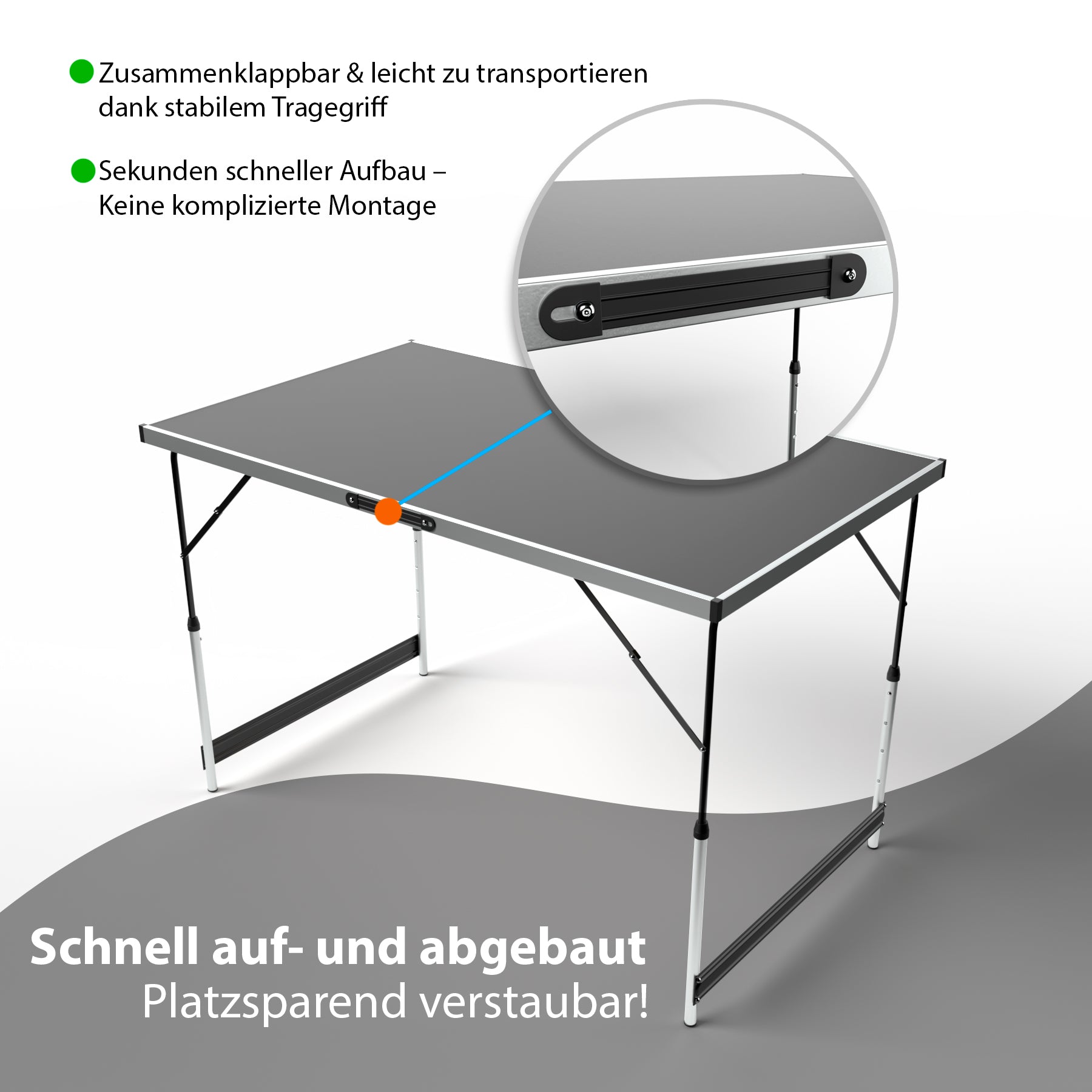 Multifunktionstisch klappbar - höhenverstellbarer Campingtisch & Klapptisch – max. 30 kg belastbar 5
