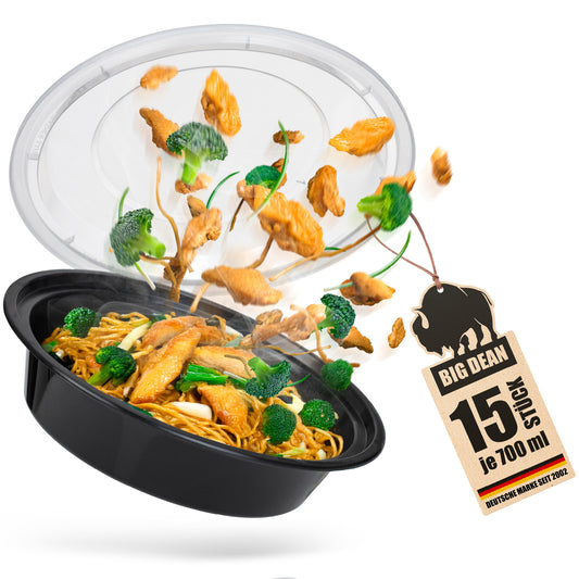 15 Stück runde Meal Prep Boxen 700ml BPA frei wiederverwendbar lebensmittelecht Meal Prep Container Essensbox Lunchbox BigDean 