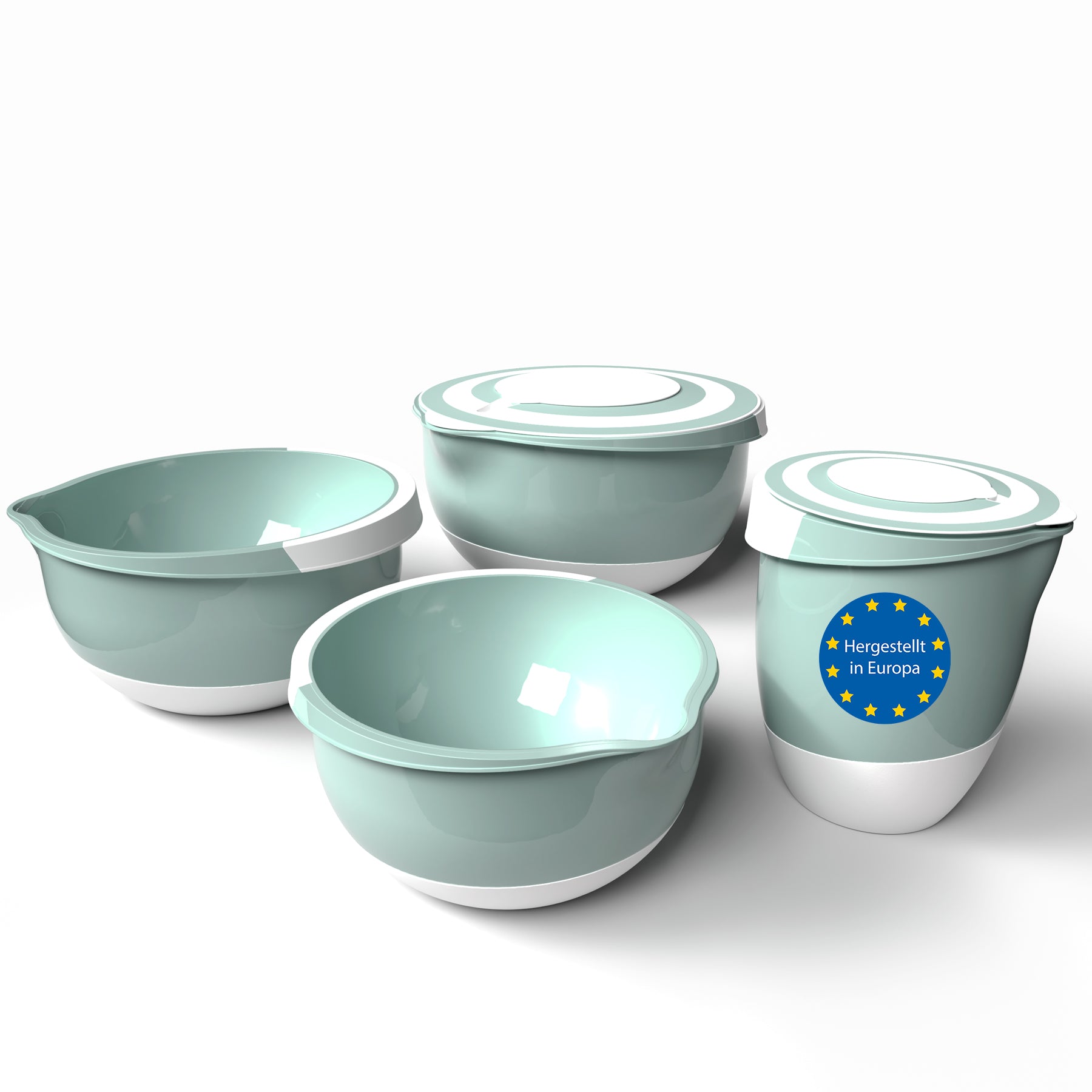 4 Stück Rührschüssel Komplettset lebensmittelecht & spülmaschinengeeignet – Made in Europe
