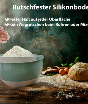2er Set 5 Liter & 1,5 Liter Rührschüssel mit Deckel & Spritzschutz 4
