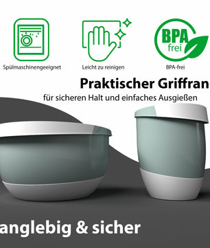 2er Set 5 Liter & 1,5 Liter Rührschüssel mit Deckel & Spritzschutz 5