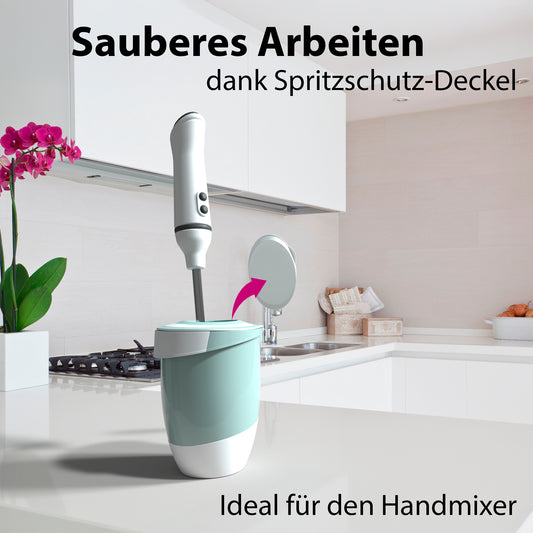 BigDean 3er Set 3,5 Liter & 2 Liter Rührschüssel & Quirltopf mit Spritzschutz lebensmittelecht spülmaschinengeeignet – Made in Europe image 2