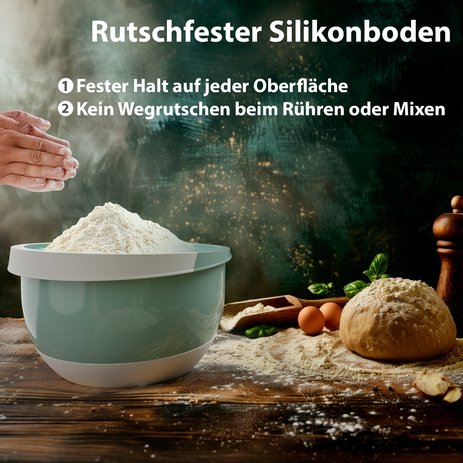 BigDean 3er Set 3,5 Liter & 2 Liter Rührschüssel & Quirltopf mit Spritzschutz 4