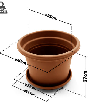 4 Stück Blumentopf mit Untersetzer rund ø 40 cm Terracotta – wetterfester Pflanzkübel 3