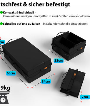 Premium Kofferraum Organizer faltbar mit Deckel – robuste Auto Organizer mit doppeltem Boden 3