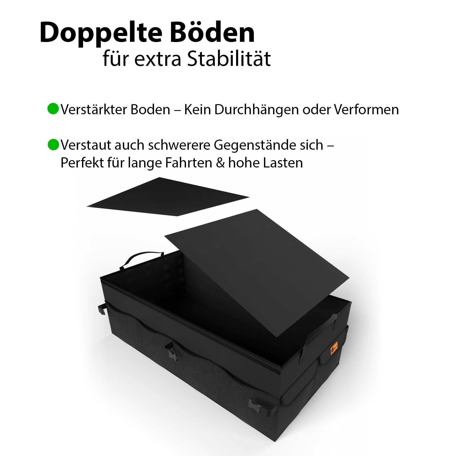 Premium Kofferraum Organizer faltbar mit Deckel – robuste Auto Organizer mit doppeltem Boden 5