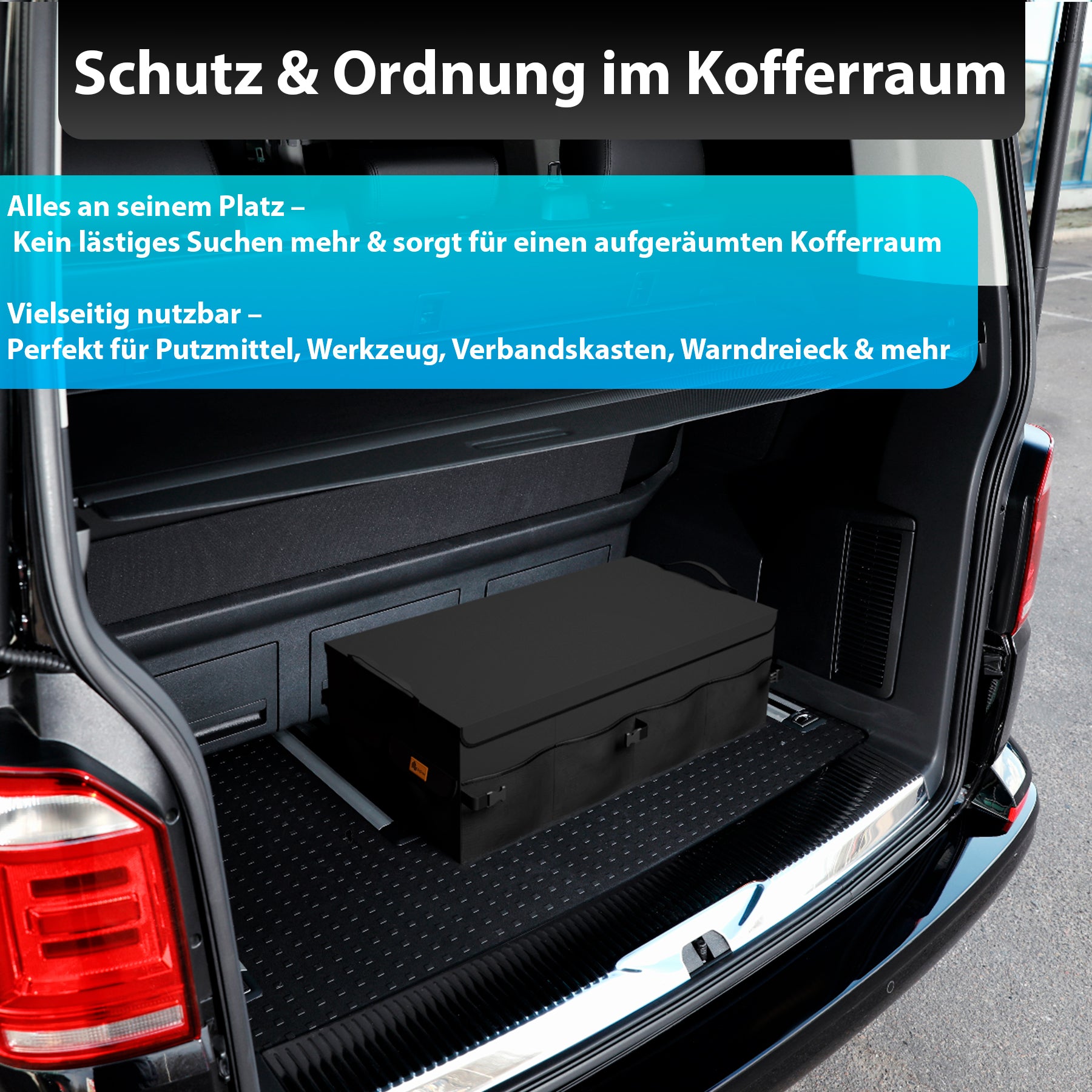 Premium Kofferraum Organizer faltbar mit Deckel – robuste Auto Organizer mit doppeltem Boden 6