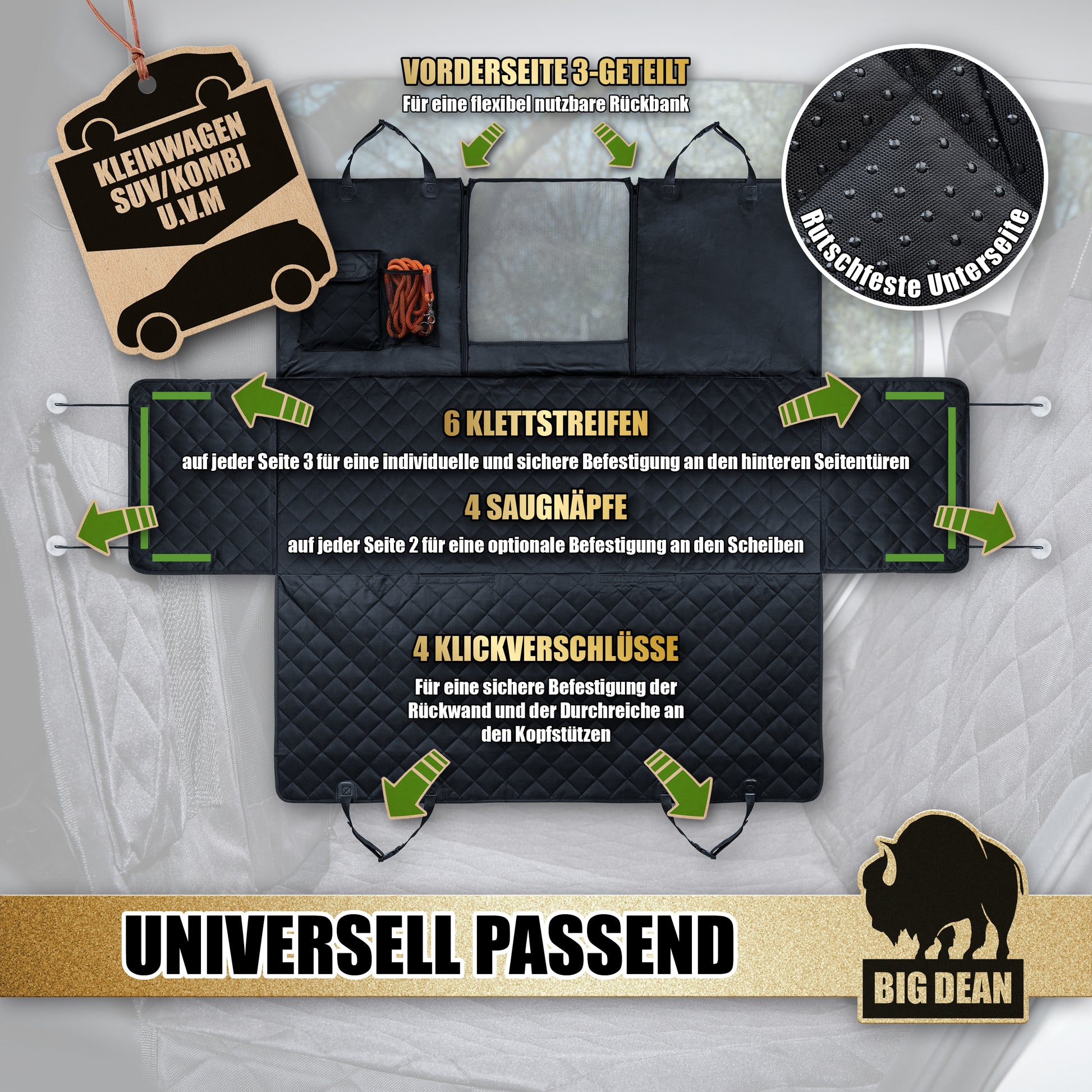 Premium Autoschutzdecke schmutz- & wasserabweisend - Schutz für Hund Auto Rückbank 5