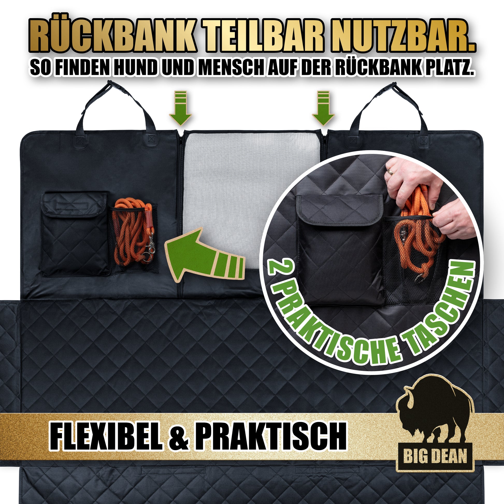 Premium Autoschutzdecke schmutz- & wasserabweisend - Schutz für Hund Auto Rückbank 6