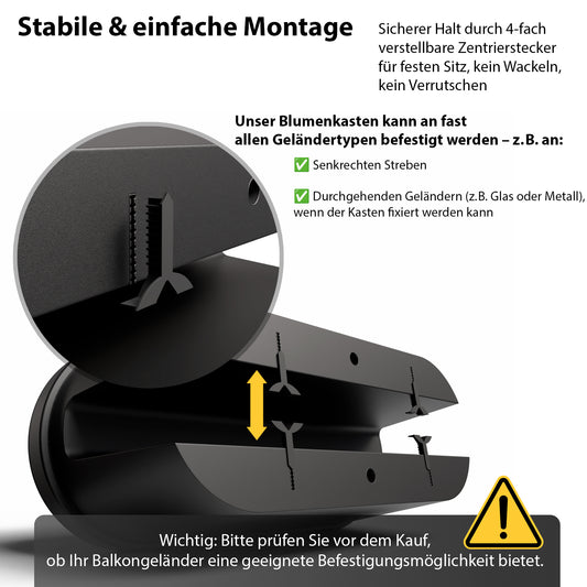 BigDean Blumenkasten Balkon für alle Geländer 60 cm 2