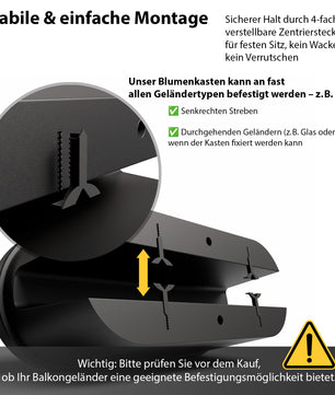 2 Stück Blumenkasten Balkon für alle Geländer 60 cm 2